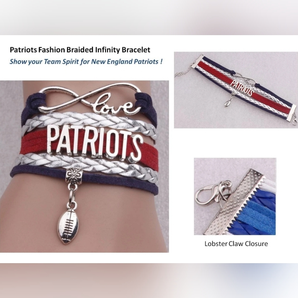 New England PATRIOTS Football Team Infinity Love Sports Bracelet New!